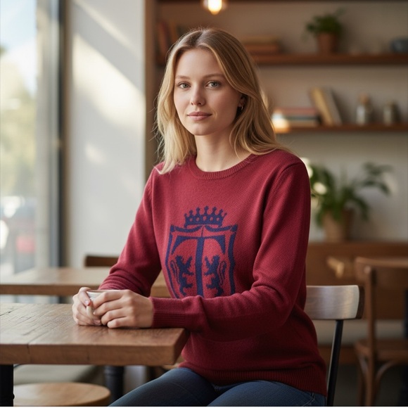 Talbots Burgundy Red Crewneck Novelty Sweater XS - Picture 1 of 11